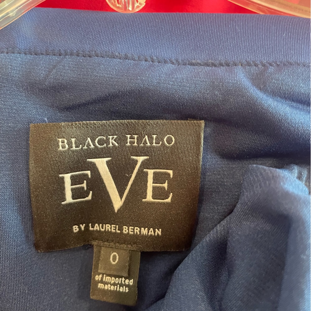 Asymmetrical Navy Black Halo Eve Gown by  Laurel Bermam